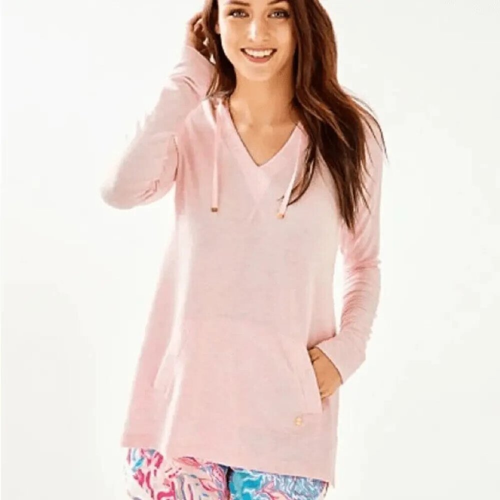 Lilly Pulitzer XS Luxletic Arin Lounge Paradise Pink Popover Hoodie